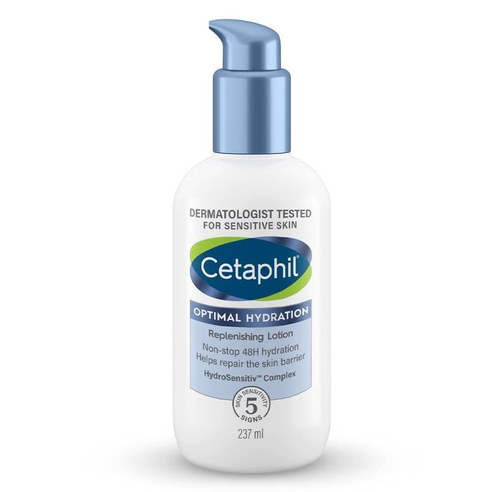 uk51R5qcJZ2AL-1-1.jpg Cetaphil Optimal Hydration Replenishing Body Lotion 237ml | Lightweight moisturizer & non-greasy | Hyaluronic Acid, Sunflower Oil, Blue Daisy extract | Dermatologist Recommended for Sensitive Skin - Fast UK Delivery - Image 1
