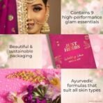 Just Herbs Wedding Vows Glam Essentials with Matte Lipstick | Lip & Cheek Tint | Strobe Cream | Kajal | Sindoor | Eyeshadow Palette | Nail Paint | Serum Foundation | Blush Drops All in One Makeup Kit for Women (Pack of 9) - Fast UK Delivery - Image 3