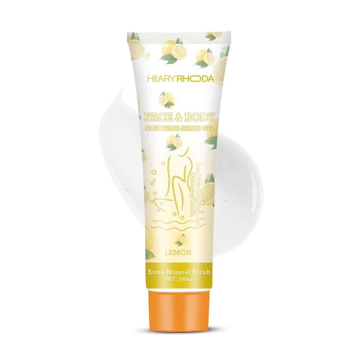 uk51RJEnleVzL-1-1.jpg Hilary Rhoda Face & Body Cleansing Scrub Gel | Dead Skin Removing Cleansing Scrub Gel | Gently Exfoliates Skin Cells | Removes Dirt & Oil | 100ml (Lemon-Shade 02) - Fast UK Delivery - Image 1