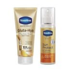 Vaseline Gluta-Hya Flawless Glow, 200ml + Vaseline Sun Protect & Cooling Body Serum Lotion, SPF 30, 180ml - Fast UK Delivery