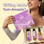 Plum BodyLovin' Vanilla Vibes Bath & Body Gift Set | Body Wash | Body Mist | Body Oil | Long-Lasting Warm Vanilla Fragrance | Gift Set For Women | Gifting For Birthday, Valentine's, Anniversary, Rakhi & Special Occasions| Premium Gift Packaging | Pack Of 3 - Fast UK Delivery - Image 3