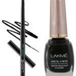 LAKME Eyeconic Black Kajal, Matte Kohl Liner In A Twist Up Pencil, 0.35 G & Lakme Insta Eye Liner, Black Semi_Matte Finish, Water Resistant, Long-Lasting, 9 Ml - Fast UK Delivery