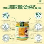 Yugmantra Organic Foods -100 % Natural Pure & Fresh Danedar A2 Milk Sahiwal Desi Cow Ghee 500 Ml | Bilona Method | Lab Tested | Desi Ghee | Highly Nutritious | Boost Immunity & Energy - Fast UK Delivery - Image 3