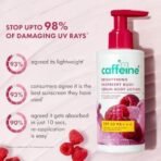 mCaffeine Brightening SPF 50 PA+++ Body Sunscreen Lotion | Instant Cooling, De-tan Body Lotion with Vitamin C Rich Raspberries & Niacinamide | Lightweight, Non-sticky Sun Protection - 200ml - Fast UK Delivery - Image 5