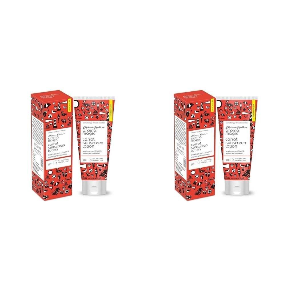 uk51SgWDFtLqL-1-1.jpg Aroma Magic Carrot Sunscreen Lotion, 50ml (Pack of 2) - Fast UK Delivery - Image 1