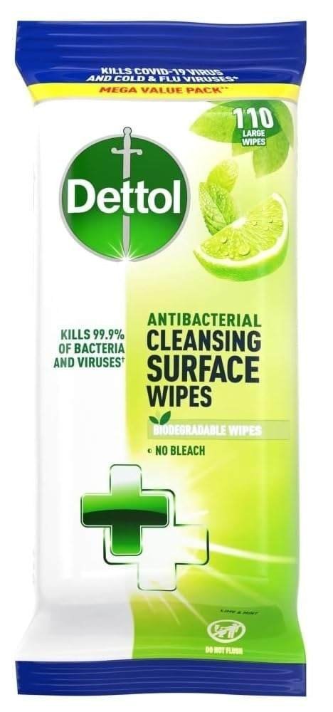 uk51TAH3OiPXL-1-1.jpg Dettol Surface Wipes 110's Wipes Lime & Mint - Fast UK Delivery - Image 1