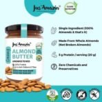 Jus' Amazin Creamy Almond Butter - Unsweetened (500 grams) | 25% Protein | Only Whole Almonds (100% Pure) | Zero Additives | Dairy Free Vegan Butter | Keto | Plant Based Nutrition | Clean Nutrition - Fast UK Delivery - Image 3