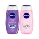 Nivea Shower Gel, Power Fruit Fresh Body Wash, 250ml & Shower Gel, Water Lily & Oil Body Wash, Women, 250ml - Fast UK Delivery