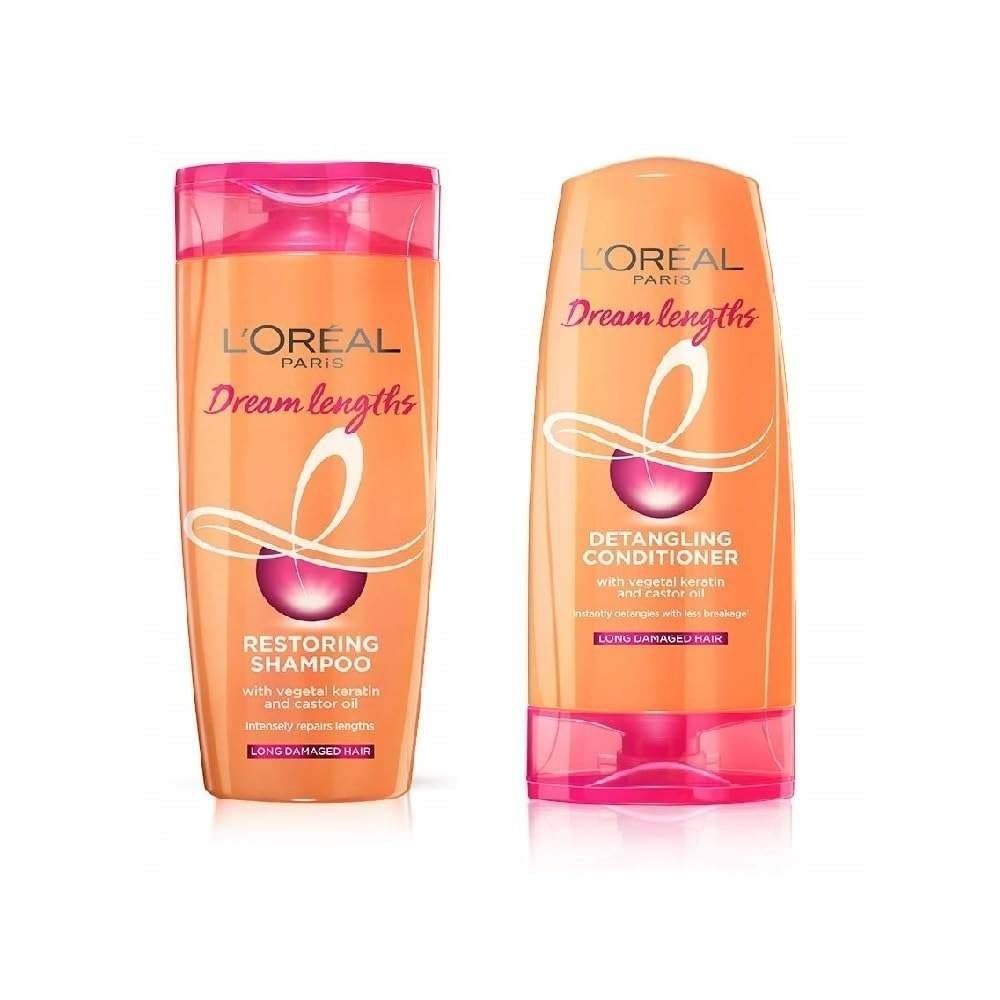 uk51V9E5VGHL-1.jpg L'Oreal Paris Dream Lengths Shampoo, For Length Repair (82.5ml) + Dream Lengths Conditioner (71.5ml) (2 ITEM IN SET) - Fast UK Delivery - Image 1
