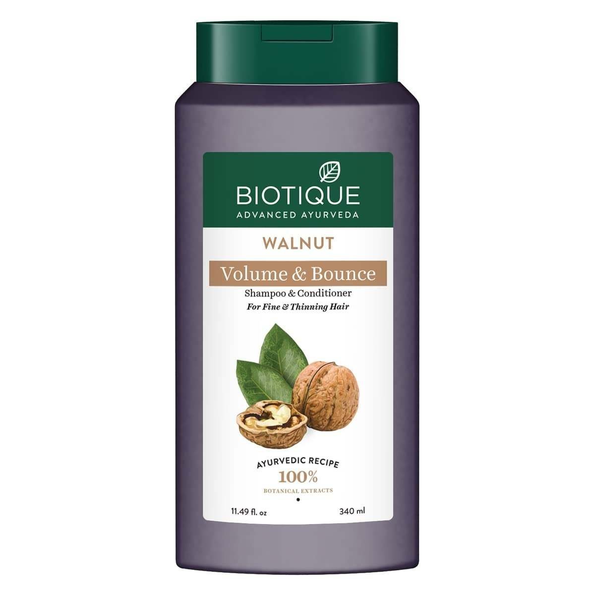 uk51VOPiHZrZL-1-1.jpg Biotique Walnut Volume and Bounce Shampoo and Conditioner | For Fine and Thinning Hair| Volumizing Shampoo for Thin Hair |100% Botanical Extracts |340ml - Fast UK Delivery - Image 1