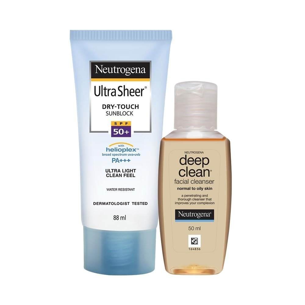 uk51VXakqdQfL-1-1.jpg Neutrogena Sunscreen and Facewash Value combo Neutrogena Ultra Sheer 80ml and Neutrogena Deep Clean Facial Cleanser 50 ml FREE - Fast UK Delivery - Image 1