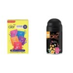 Godrej aer pocket, Bathroom Air Fragrance - Assorted Pack of 5 (5x10g) and Godrej aer Smart Matic Automatic Air Freshener Refill, Premium Fragrance - Alive (2200 sprays) - Fast UK Delivery