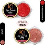 KINDED Lip Sugar Scrub Herbal Natural Essential Oils Exfoliator Balm Scrubber for Smoked Dry Dark Chapped Lips to Lighten Pigmentation Dead Skin Tan Removal (10 gm each, Strawberry & Rose) - Fast UK Delivery - Image 3