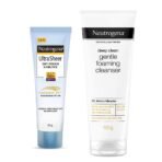 Neutrogena Summer Essentials Kit: Ultra Sheer Sunscreen Spf 50+ (30Ml) & Deep Clean Gentle Foaming Cleanser For Oily Skin(100G) - Fast UK Delivery