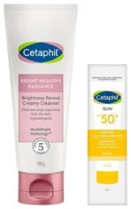 Cetaphil Combination Skin Sun Spf 50 Sunscreen Very High Protection Light Gel Water Resistant VitaminE 50Ml Pack Of 1 Brightness Reveal Creamy Cleanser 100 g - Fast UK Delivery