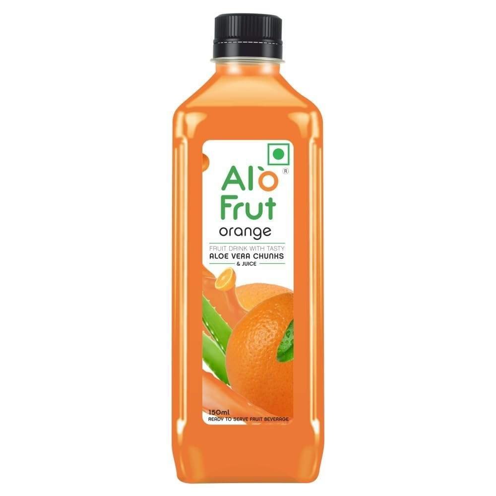 uk51WpqhBkt5L-1-1.jpg Alo frut Orange Fruit Drink with Tasty Aloevera Chunks & Juice | Goodness of Fruits and Aloevera | Ready-to-Serve Fruit - 150 ml (Pack of 30) - Fast UK Delivery - Image 1