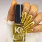 KINDED Nail Paint Long Lasting Lacquer Nail Art Nail Polish Enamel Nail Polish Glitter Topper Coat for Girls Women (9 ml, Glittery Finish, Shade 37 Nail Art Gold Mine) - Fast UK Delivery - Image 4