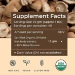 Rooted Actives Shiitake Mushroom Powder (60 Gm) | Cholesterol, Heart Health, Immunity | Usda Organic | 40% Beta Glucans - Fast UK Delivery - Image 7