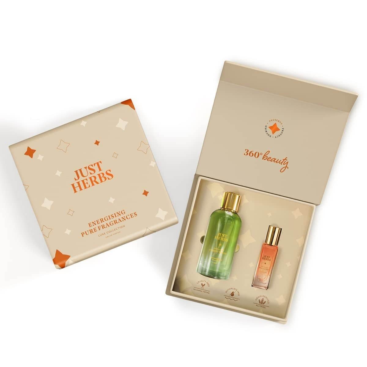 uk51XKAeFs2YL-1.jpg Just Herbs Luxe Collection Eau De Parfum Gift Set for Men and Women, Forest Wood Silk & Spice (100 + 20ml) - Fast UK Delivery - Image 1