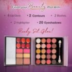 Hilary Rhoda The Book of Makeup | 20 Eyeshadows | 2 Highlighters | 2 Blushes | 2 Contours | 6 Cream Lip Glosses | Dual Ended Brush | Long Lasting | Blends Easily- 23.4g (Shade 1) - Fast UK Delivery - Image 6