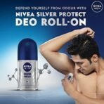 Nivea Deodorant Roll On, Silver Protect for Men, 50ml (Pack of 2) - Fast UK Delivery - Image 3
