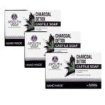 Ayouthveda Charcoal Detox Soap | A Powerful Blend of CharcoalJaggery & Five Nourishing Oils | Handmade Castile Soap Without Any Harsh Chemical | For Clear & Dirt Free Skin (Pack Of 3-110g each) - Fast UK Delivery - Image 2
