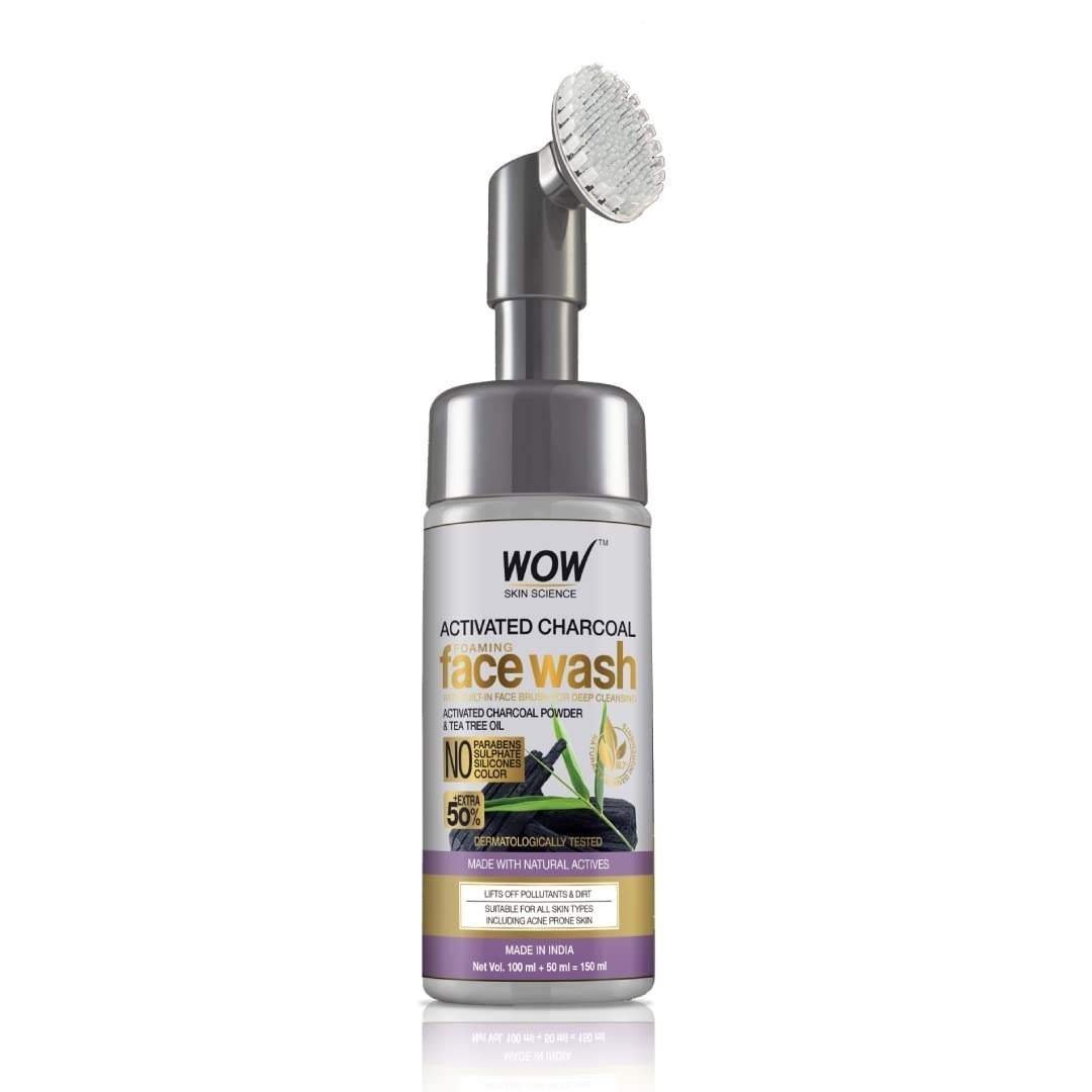 uk51Xw0JSVZuL-1-1.jpg WOW Skin Science Charcoal Foaming Face Wash | Built in Brush for Deep Cleansing | All Skin Types | Fresh, Clear Skin | Paraben & Sulphates Free | For Women & Men | 150 ml - Fast UK Delivery - Image 1