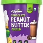 ALPINO Chocolate Peanut Butter Crunch 200g - Roasted Peanuts, Chocolate Paste, Brown Sugar & Sea Salt - 24g Protein, Vegan Plant Based Peanut Butter Crunchy - Fast UK Delivery
