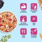 Bagrry's No Added Sugar Muesli Fruits, Nuts and Seeds 700 gm Pouch | Whole Grain Breakfast Cereal | Helps Manage Weight |0% Added Sugar Muesli | No Sugar infused Berries| No Added Preservatives | Almonds,Raisins & Berries - Fast UK Delivery - Image 4