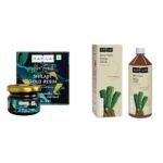 Kapiva Shilajit Gold Resin-20g Helps in boosting Stamina Contains 24 Carat Gold & Kapiva Aloe Vera + Amla Juice Cold-pressed Juice for Glowing Skin Helps with Acne and Metabolism (1L), Bottle - Fast UK Delivery