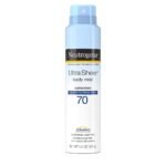 Neutrogena Ultra Sheer Body Mist Sunscreen Spray Broad Spectrum SPF 70, Lightweight, Non-Greasy & Water Resistant, Oil-Free & Non-Comedogenic UVA/UVB Sunscreen Mist, 5 oz - Fast UK Delivery