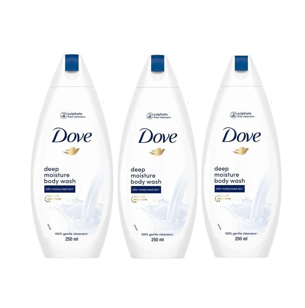 uk51aFfowvwOL-1-1.jpg Dove Deeply Nourishing Body Wash|| With Moisturisers For Softer|| Smoother Skin|| 250 ml (Pack of 3) - Fast UK Delivery - Image 1