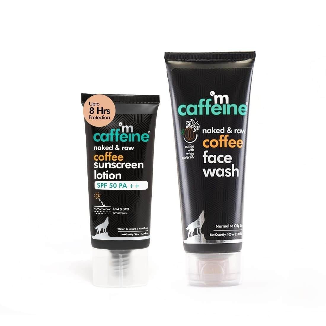 uk51ajsMDwXLL-1-1.jpg Mcaffeine Daily Sun Protection Kit With Coffee Face Wash & Coffee Spf 50 Pa++ Sunscreen Lotion All Skin Type |Deeply Cleanses, Protects & Repairs Uv Damage, Hydrates & Controls Oil|Natural & Vegan - Fast UK Delivery - Image 1