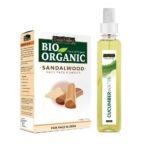 INDUS VALLEY Organic (Sandalwood Face Pack + Aloevera Cucumber Toner) Pack of 200g + 250ml - Fast UK Delivery