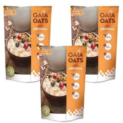 uk51b2bBG0FqL-1.jpg GAIA Oats Original: A Fiber Rich Protein Packed Gluten Free Breakfast with Zero Trans Fat, Now Available in Convenient 500 gm Each Packs (Pack of 3) - Fast UK Delivery - Image 1