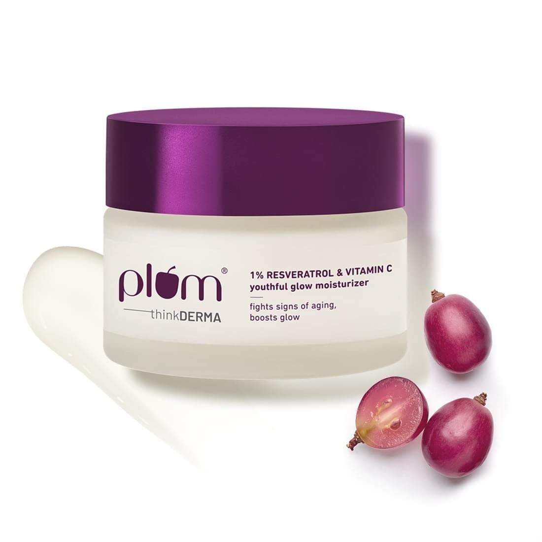 uk51bJz0ElWL-1.jpg Plum 1% Resveratrol & Vitamin C Youthful Glow Moisturizer Cream | Fights Signs Of Ageing | Enhances Collagen Production | Boosts Glow | Lightweight & Quick-Absorbing | 100% Vegan | 50G - Fast UK Delivery - Image 1