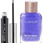 LAKME Absolute Shine Glossy Liquid Eye Liner, Black, 4.5Ml And Lakme Nail Color Remover, 27Ml - Fast UK Delivery