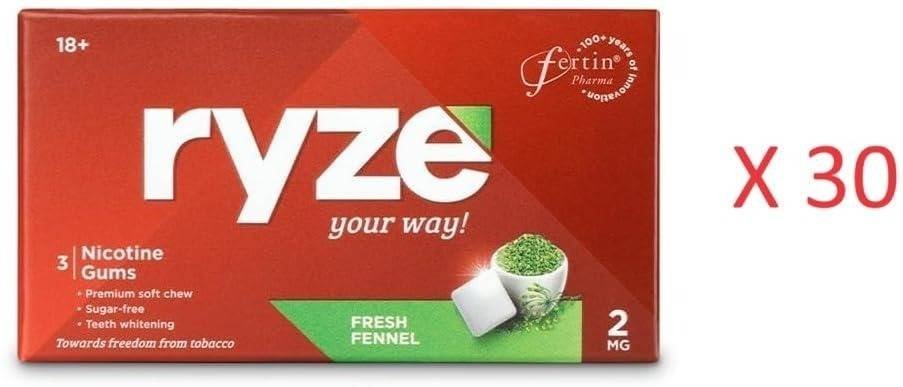 uk51cHDoqa2HL-1-1.jpg RYZE Nicotine Gums | Fresh Fennel | 2mg | Helps in Quitting Smoking and Chewing Tobacco | Soft Chew | 3 Gums each x Pack of 30 - Image 1
