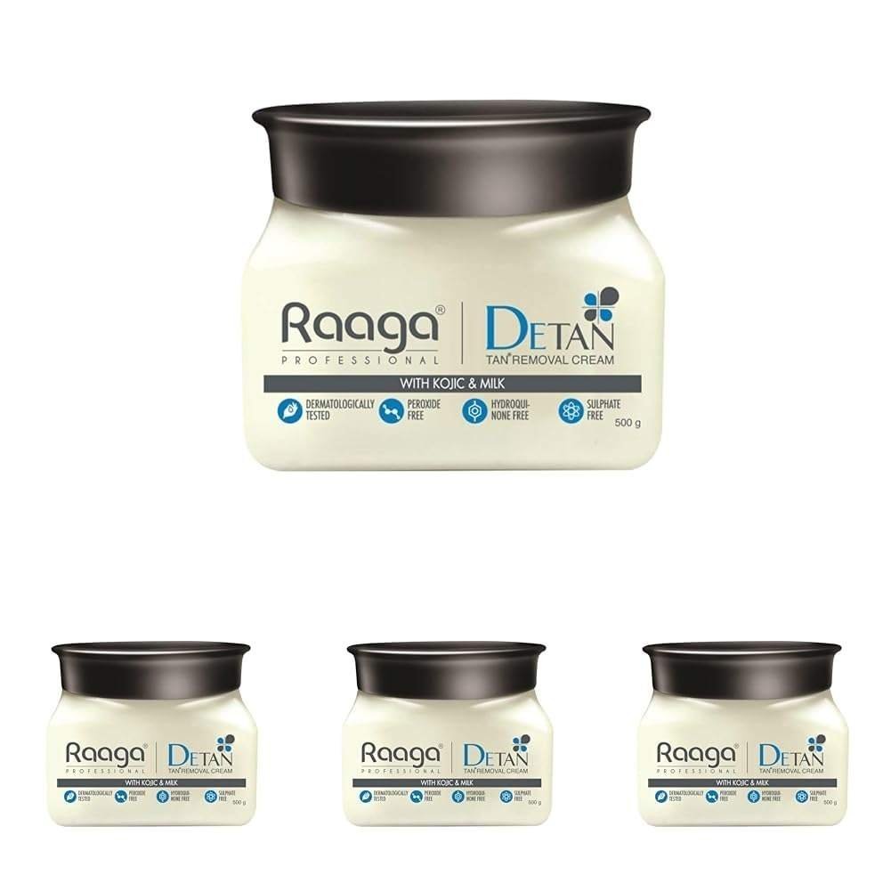 uk51cSLoDi-dL-1-1.jpg Raaga Professional De-Tan Pack | Tan Removal Cream with Kojic and Milk | Dermatologically Tested, Peroxide Free, Hydroquinone Free, Sulphate Free (500 gm) (Pack of 4) - Fast UK Delivery - Image 1