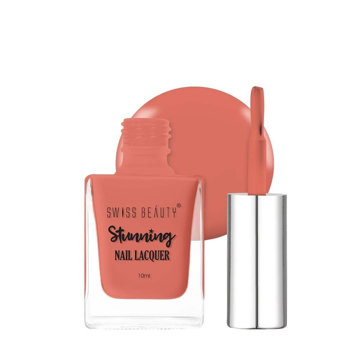 uk51cdUPWAbWL-1-1.jpg Swiss Beauty Stunning Nail Lacquer | Chip Resistant, Quick drying nail paint | Highly Pigmented with high shine Nail polish | Shade - Coral Love, 10gm - Fast UK Delivery - Image 1