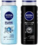 NIVEA Men Body Wash, Active Clean with Active Charcoal, Shower Gel for Body, Face & Hair, 500 ml & Men Body Wash, 500 ml - Fast UK Delivery - Image 2