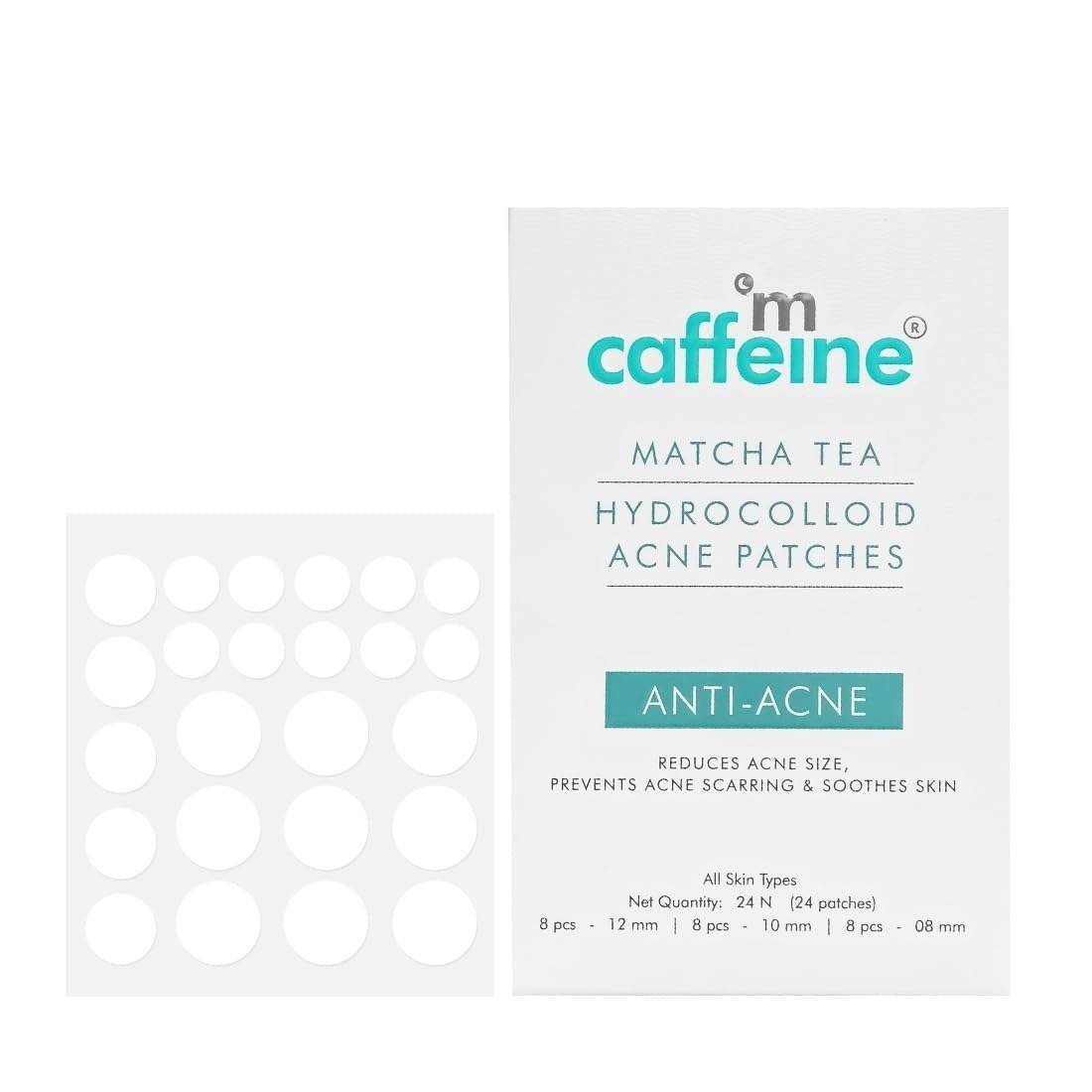 uk51cvWDqMerL-1-1.jpg mCaffeine Matcha Tea Hydrocolloid Acne Patches with 0.5% Salicylic Acid | Invisible Waterproof Patches for Active Acne & Pimples | Reduces Acne Size in 2 Uses | for both Women and Men | All Skin Types - 3 Sizes (24N x1) - Fast UK Delivery - Image 1