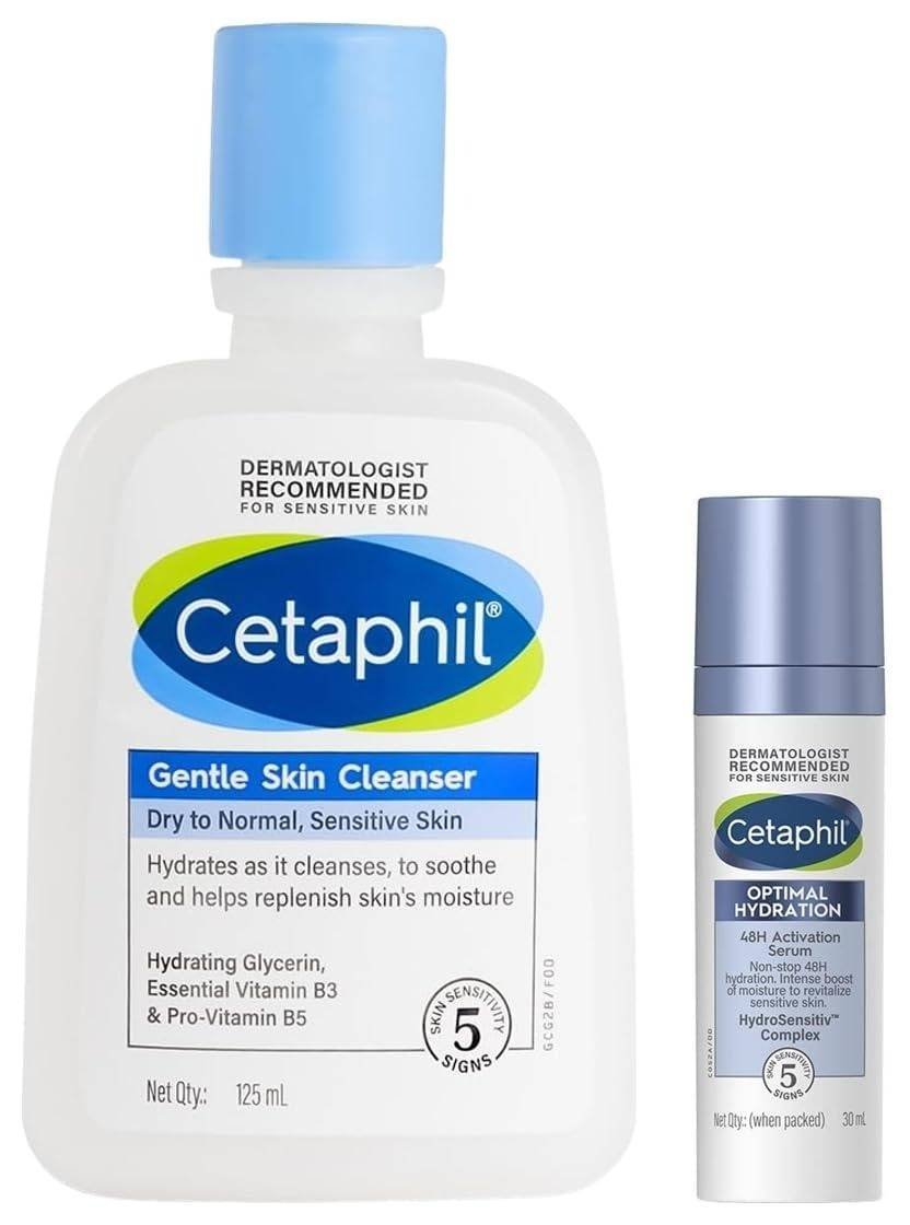uk51d5ZKFUSuL-1-1.jpg Cetaphil Optimal Hydration Lightweight Serum 30 ml Fast absorbing Hyaluronic Acid Blue Daisy extract Vitamin B5 for Skin Cleanser for 125 ml Hydrating with Niacinamide Vitamin B5 - Fast UK Delivery - Image 1