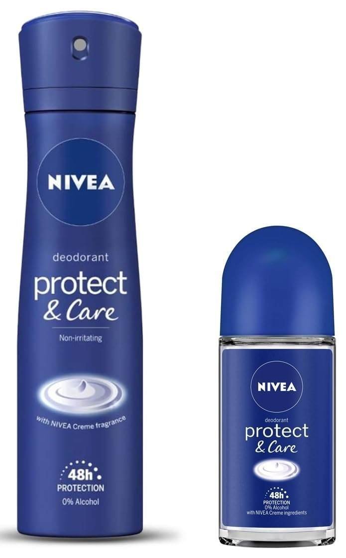 uk51dnpAr5csL-1-1.jpg Nivea Men & Women Fresh Scent Deodorant Roll On, Protect & Care, 50Ml And Fresh Scent Deodorant, Protect & Care, 150Ml, Pack Of 1 - Fast UK Delivery - Image 1