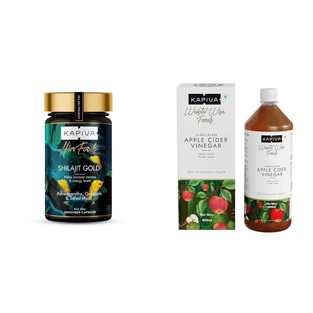 uk51eH42PLFoL-1.jpg Kapiva Shilajit Gold 60 Capsules | Contains 24 Carat Gold | Boosts Stamina In 4 Weeks | 100% Ayurvedic & Kapiva Himalayan Apple Cider Vinegar with Mother Vinegar 500ml - Fast UK Delivery - Image 1