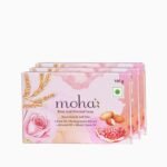 moha: Rose and Almond Bath Soap Unisex Bathing Bar with the benefits of Rose oil Pomegranate extract Almond oil wheat germ oil for soft, nourished and youthful skin - 100gm (Pack of 3) - Fast UK Delivery