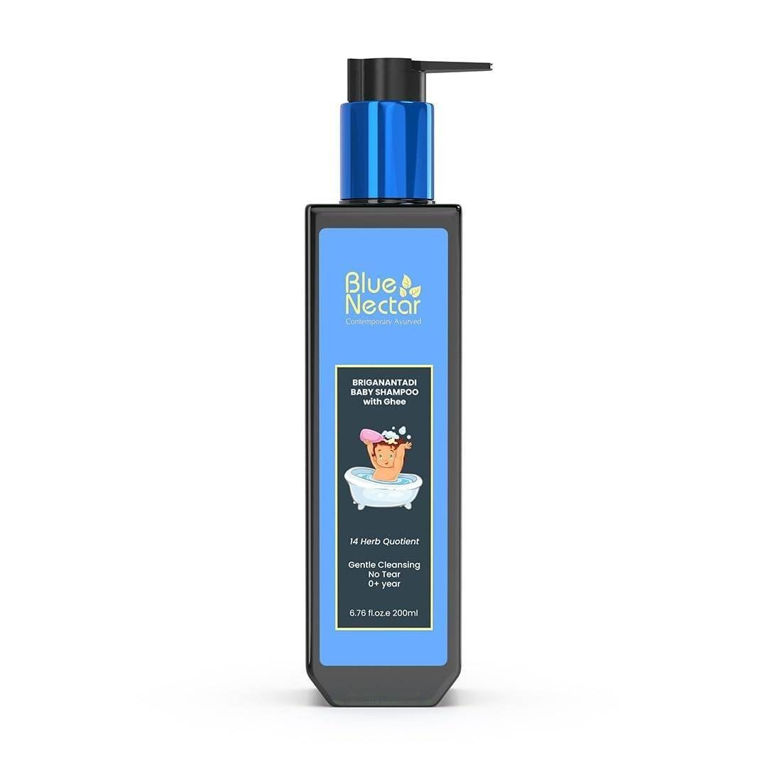 uk51f5L2jUL4L-1.jpg Blue Nectar Baby Shampoo for Kids with Natural Ghee | No Tear Formula | Natural Baby Care Product for New Born | For 0+ Years | Mild Shampoo for Dry & Sensitive Skin (200ml, 14 Herbs) - Fast UK Delivery - Image 1