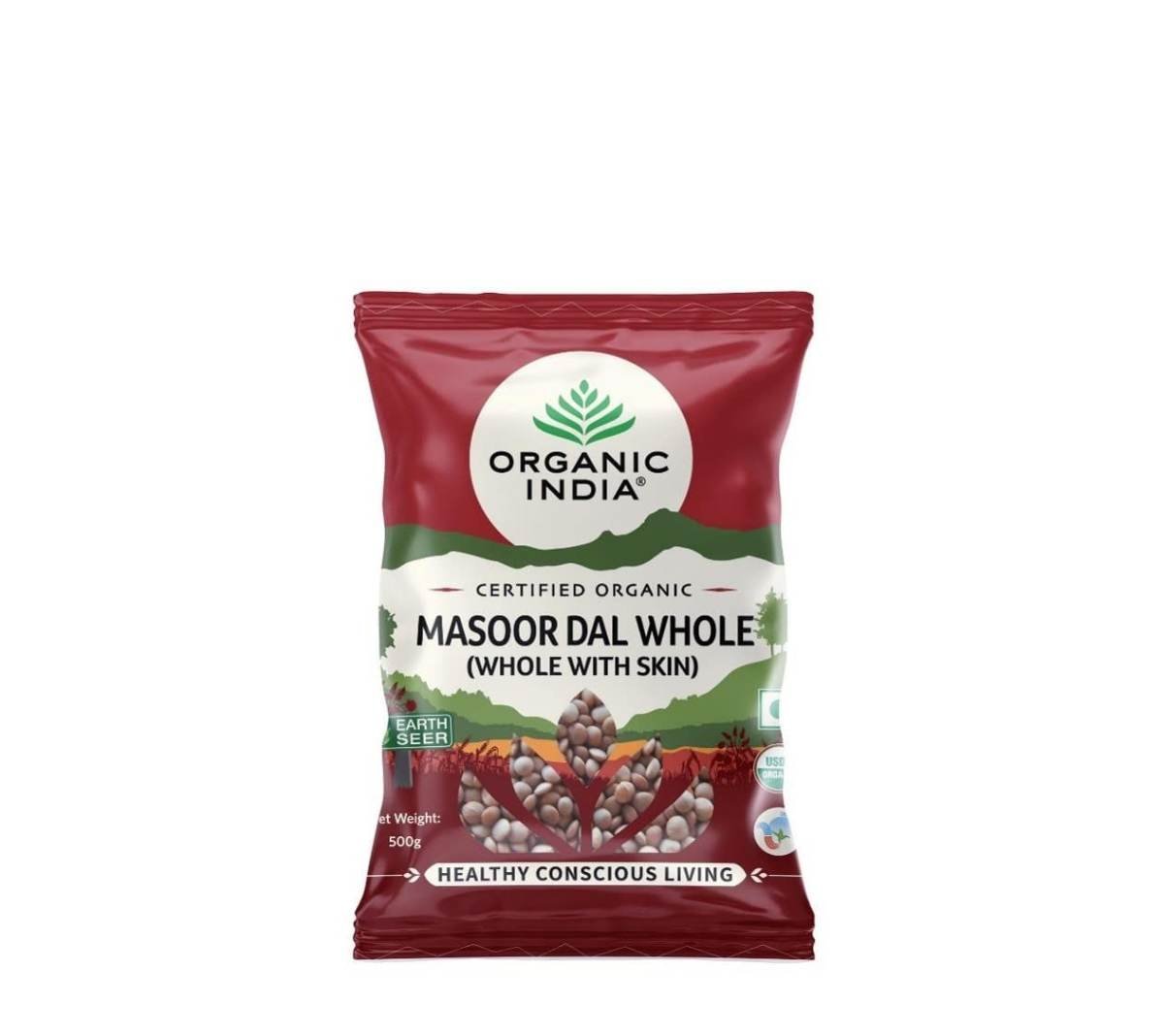 uk51fqw9vwMsL.jpg ORGANIC INDIA Rich in Protein & Amino Acids, Non Artificial Color, Easy to Cook Masoor Dal Whole (Whole with Skin) 500gm - Fast UK Delivery - Image 1