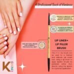 KINDED Lip Liner and Lip Filler Double Sided 2 in 1 Lipstick Gloss Applicator Brush Professional Series for Makeup with Smooth Soft Synthetic Bristles Anti Rust Aluminium Ferrule Wooden Handle Grip - Fast UK Delivery - Image 4
