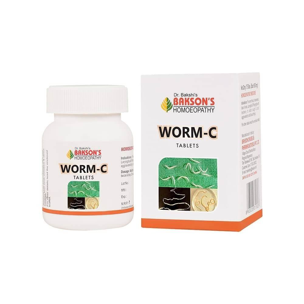 uk51g2ABOz4fL-1.jpg Dr. Bakshi's BAKSON'S HOMOEOPATHY WORM C TABLETS -75TABS - Image 1